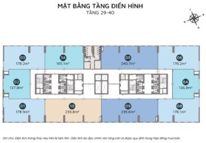 mặt bằng sàn văn phòng tầng 27 - 40